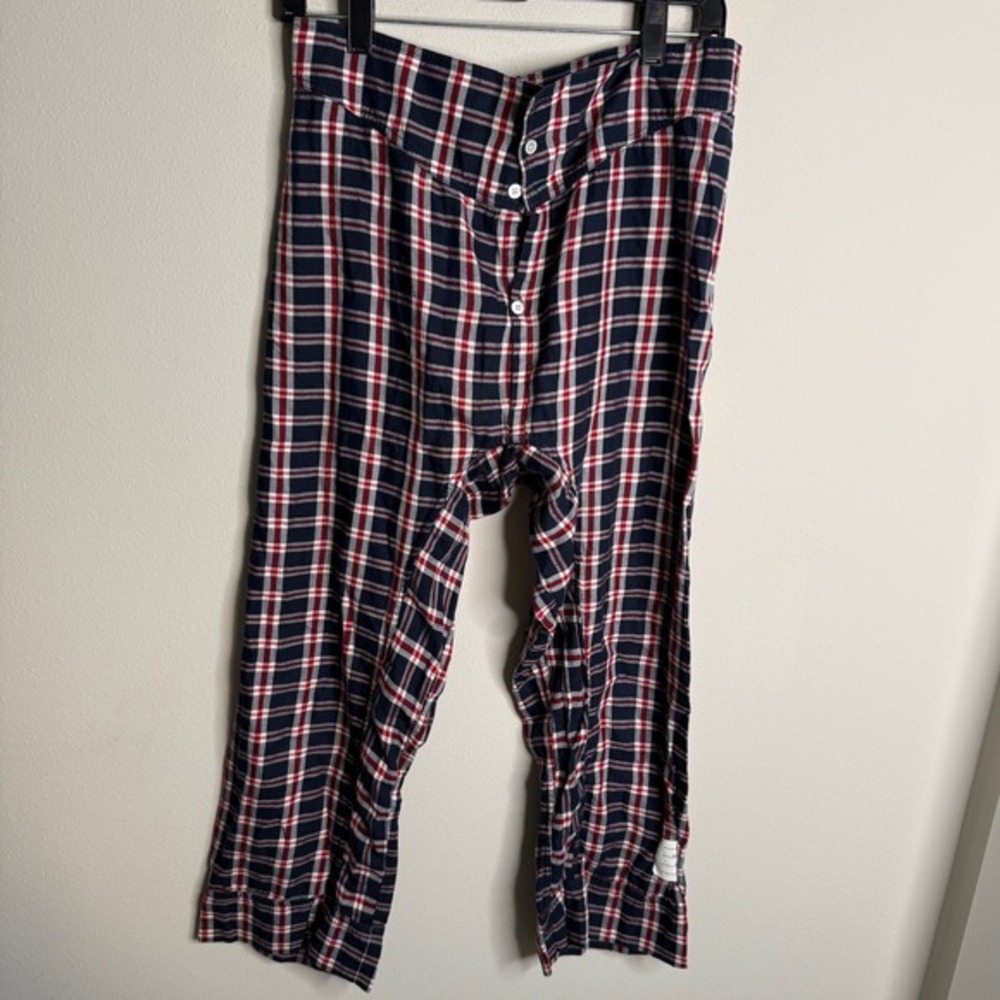 Thom Browne Women's 2 Red Blue Vintage Plaid‎ Trousers USA Made Designer Casual